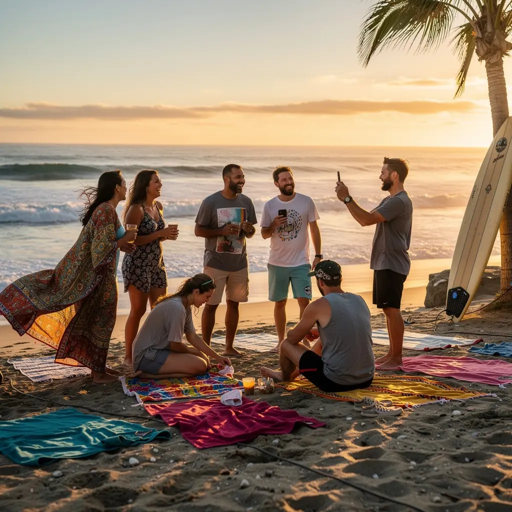 Фотография живописного вида на город с высоты, залитого золотым светом заката.