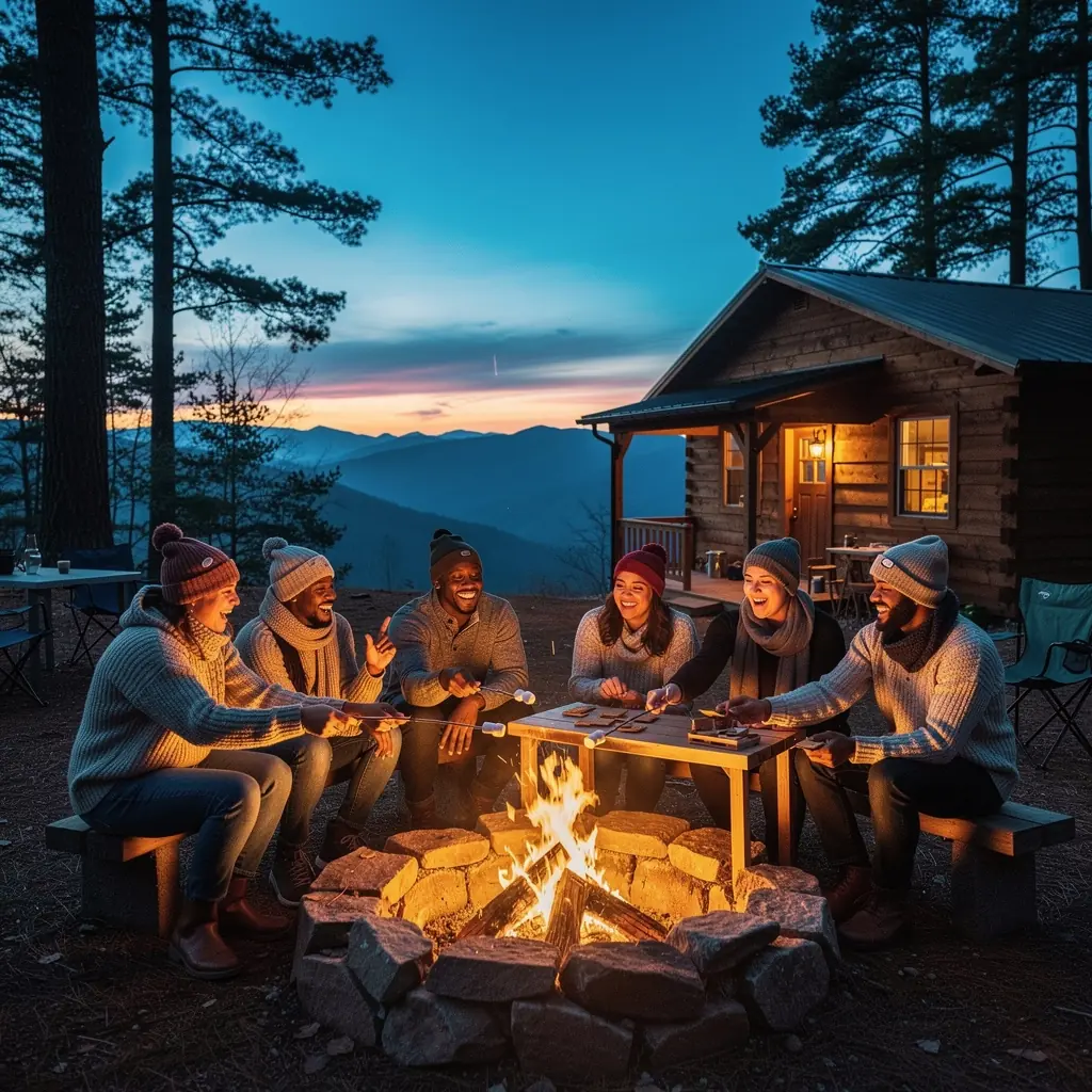 Романтический вечер с парой, наслаждающейся закатом на вершине холма.