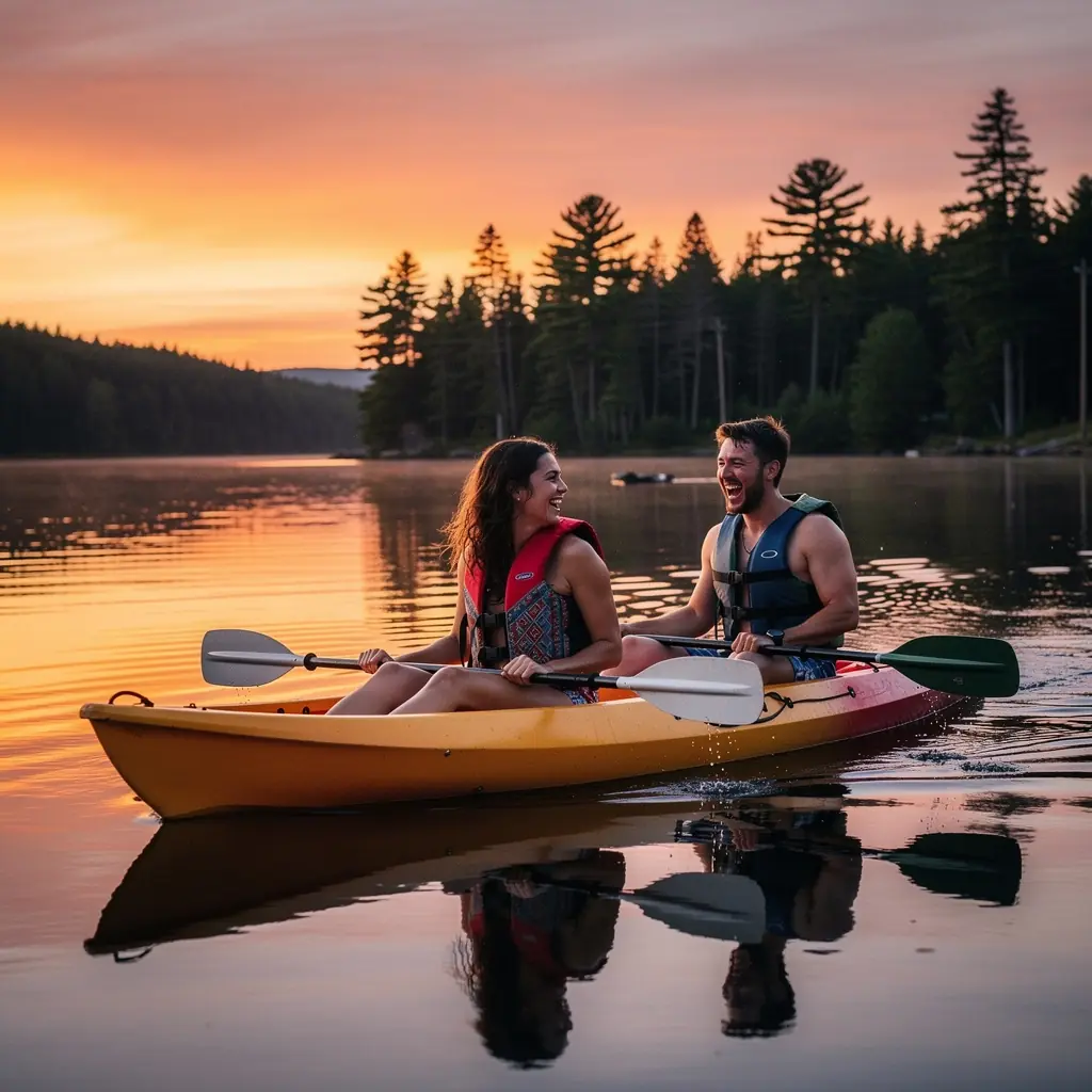 Величественные горы на фоне золотого заката, освещенные мягким светом.
